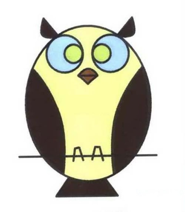 Complete collection of simple drawing pictures of colored owls