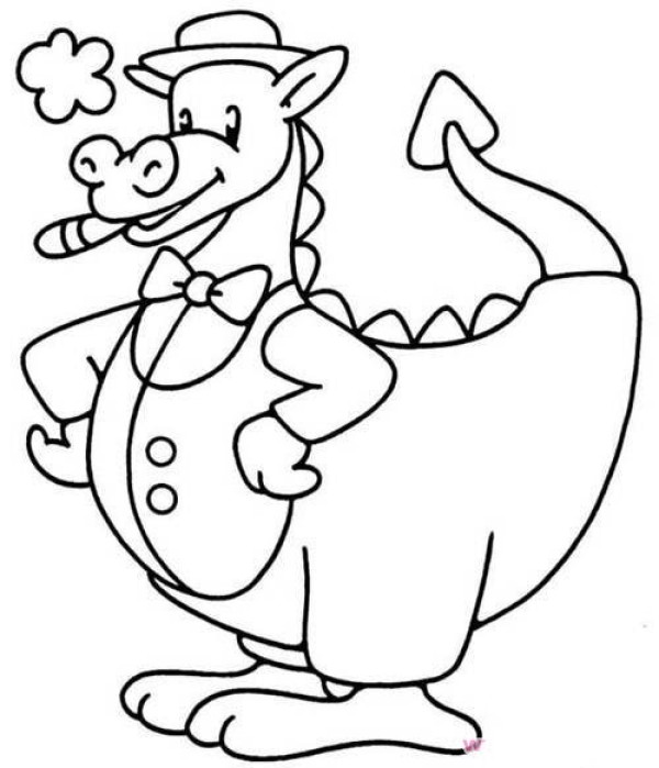 Cartoon dinosaur simple strokes picture collection