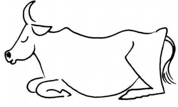 Simple drawing of a sleeping cow