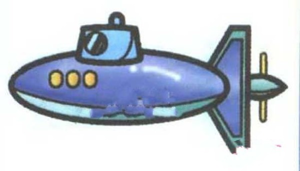 Childrens simple drawing pictures of colorful submarines