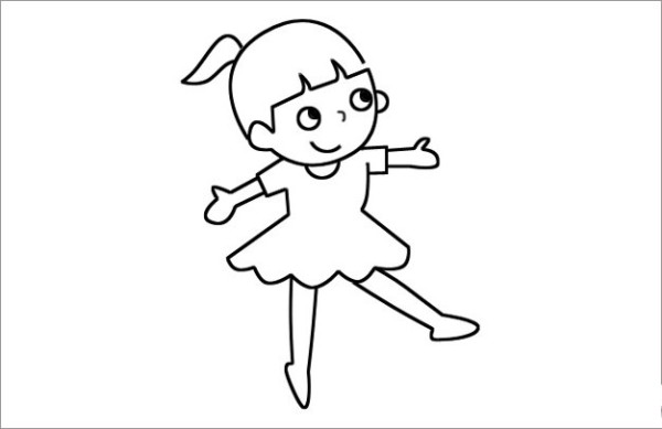 Simple drawing of dancing little girl