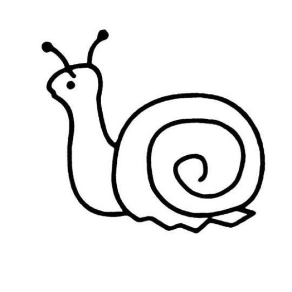 Childrens simple drawing of snail