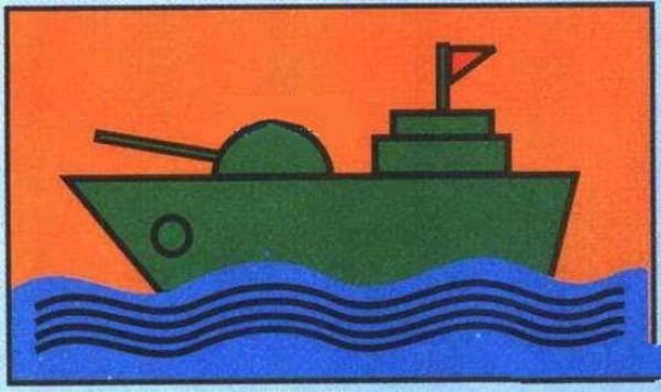 Simple drawing pictures of warships with color