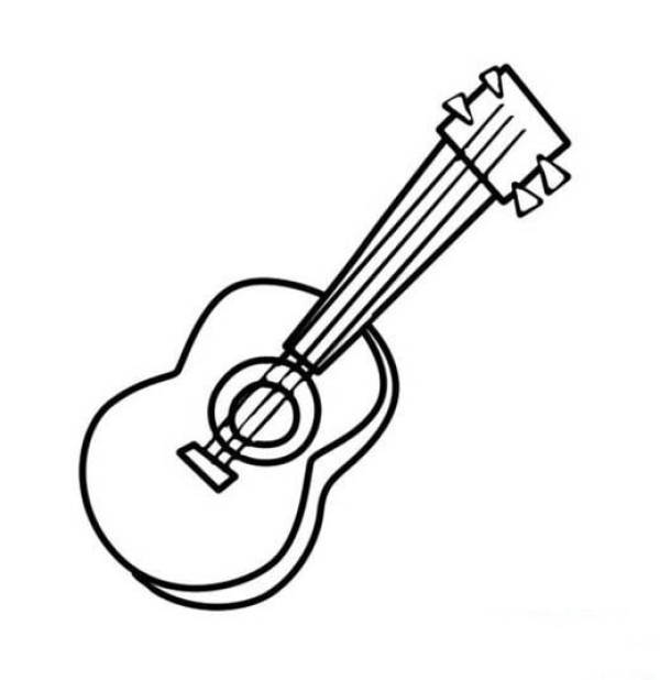 A complete collection of simple drawing pictures of childrens small guitar ukulele