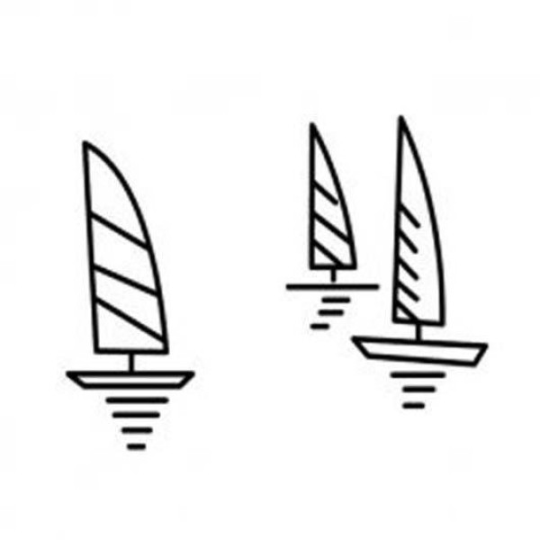 Simple drawing picture of three small sailboats