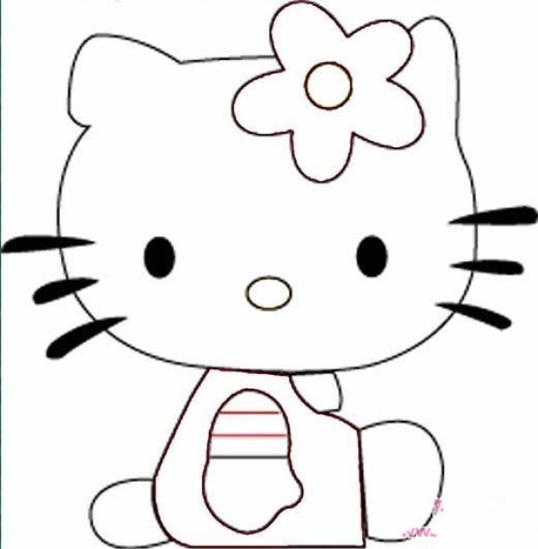 Elementary school student hello kitty cartoon character simple drawing picture