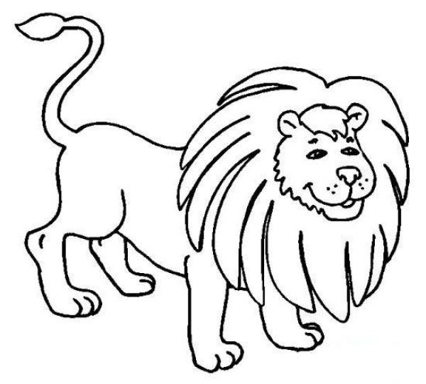 Childrens simple drawing: big lion