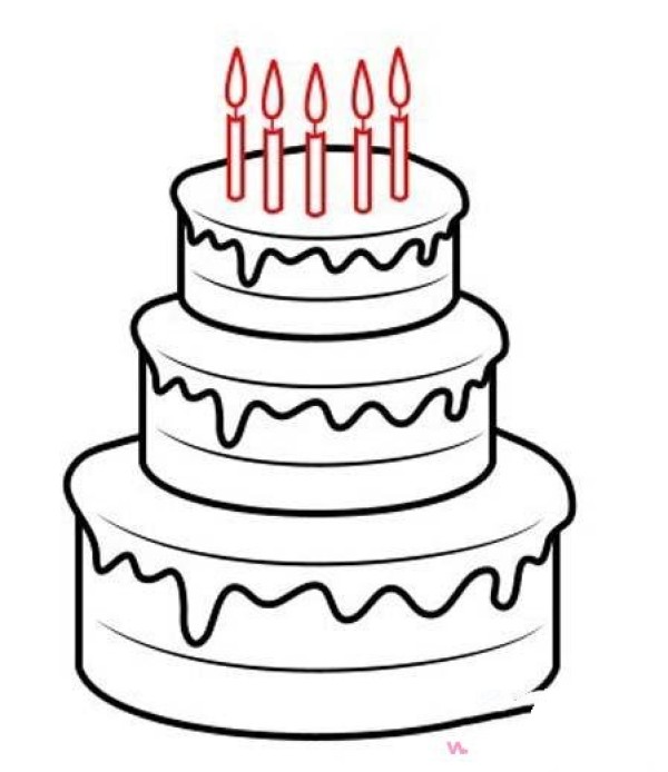 Birthday Cake Simple Drawing Picture