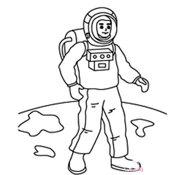 Childrens hand-drawn simple drawings of astronauts: Astronauts walking in space