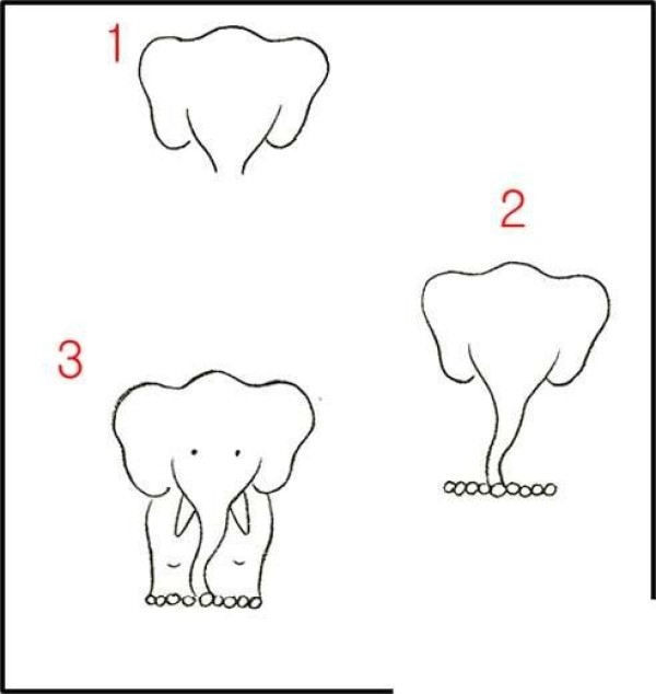 How to draw hand-drawn elephants in simple strokes