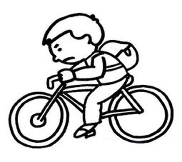 Simple drawing pictures of students riding bicycles to school