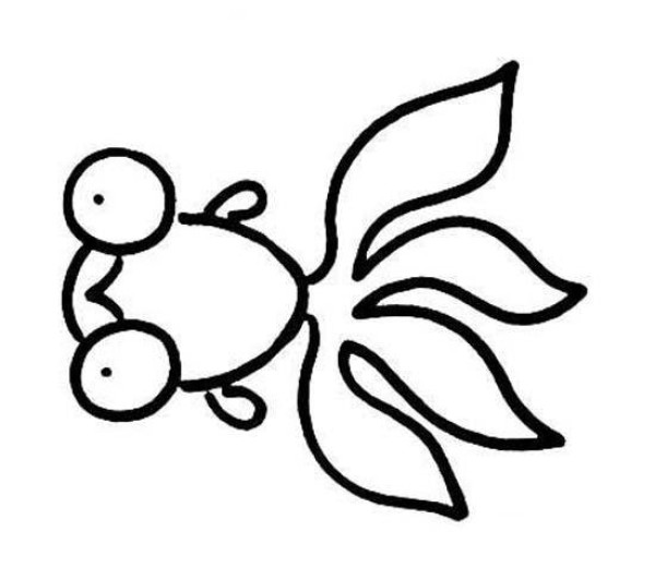 Childrens simple strokes of goldfish pictures