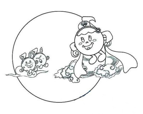 Childrens cute Mid-Autumn Festival simple drawing pictures