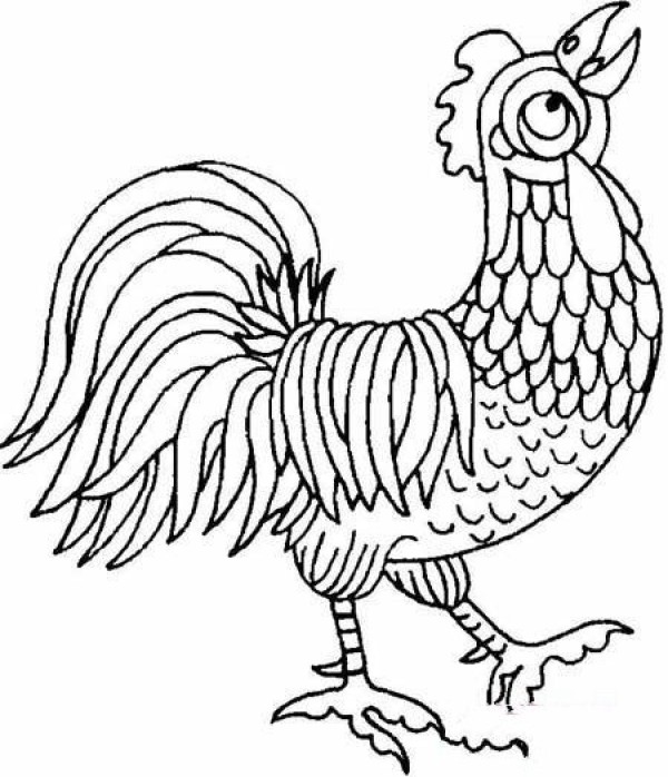 Simple drawing pictures of the Spring Festival in the Year of the Rooster: The Golden Rooster announces good news