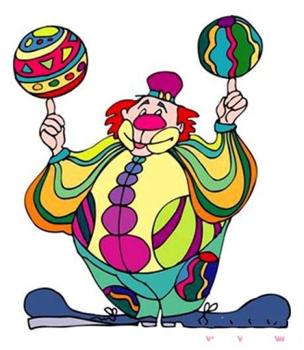 A complete collection of pictures of childrens simple drawings of clowns with color