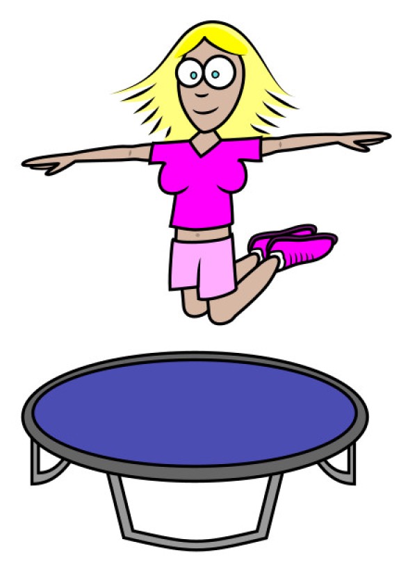 Beautiful girl jumping on trampoline