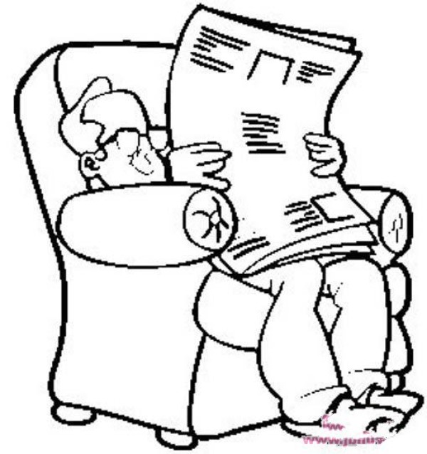 Simple drawing picture of dad sitting on the sofa reading newspaper