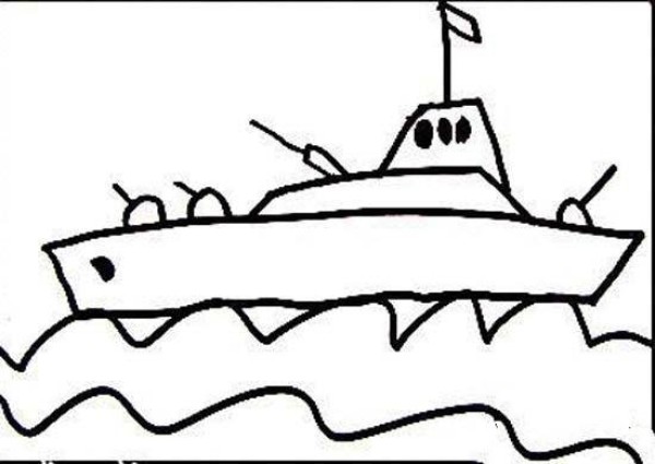 Childrens simple drawing pictures of warships at sea