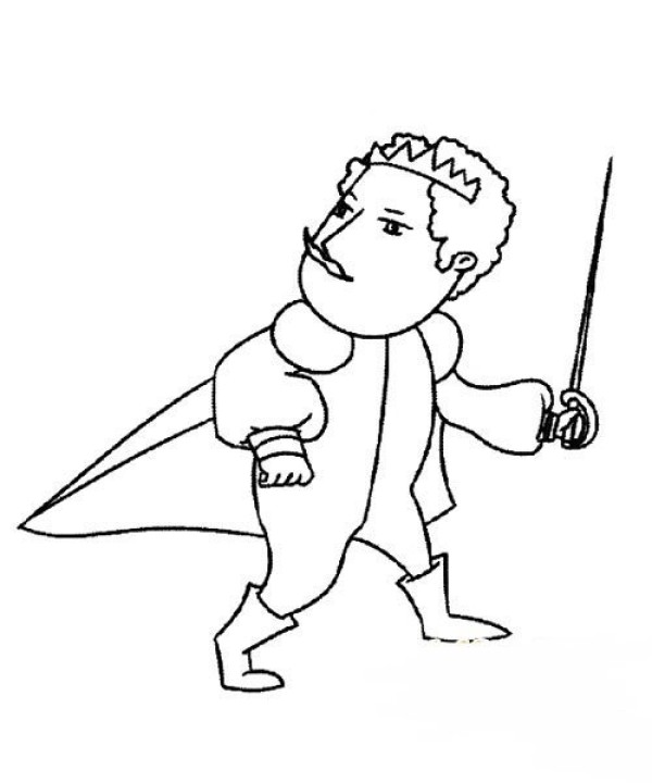 Simple drawing of king holding scepter