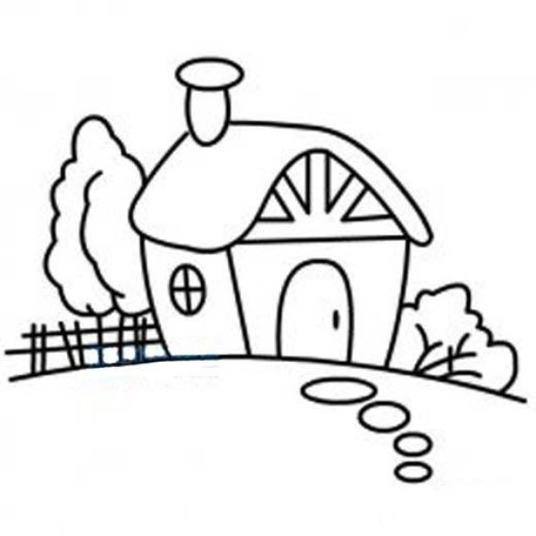 A complete collection of simple drawings of rural houses for children