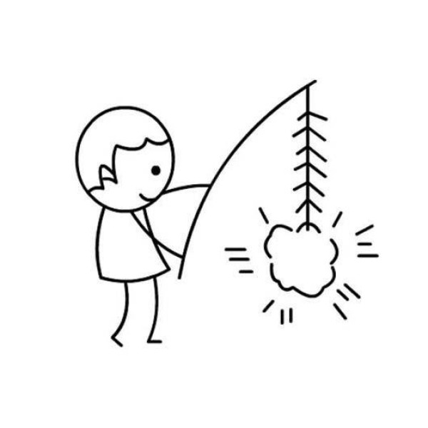 Simple character drawing: little boy setting off firecrackers