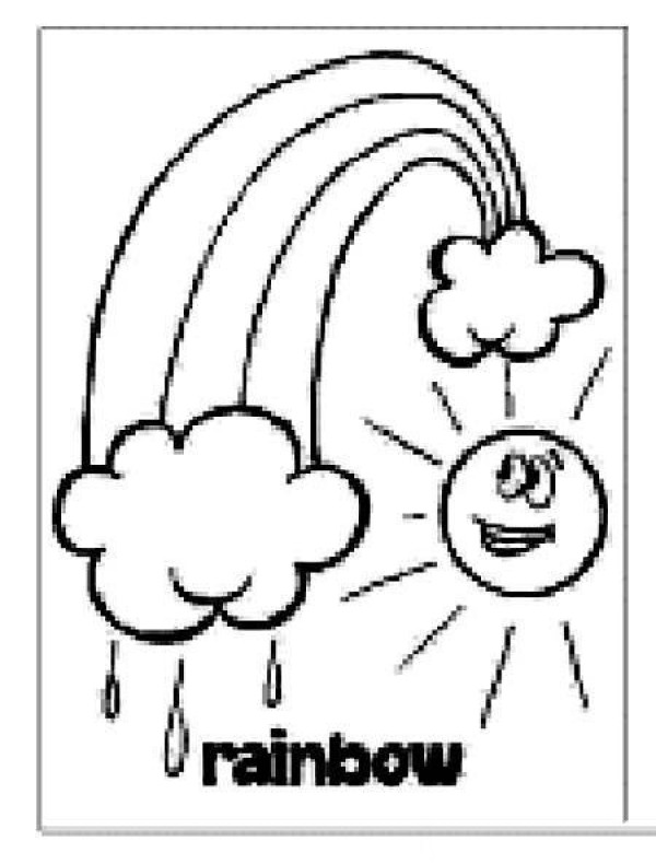 Childrens cartoon rainbow sun simple drawing picture