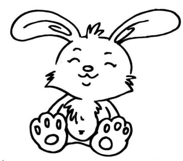 Childrens simple drawing picture of the cutest little rabbit