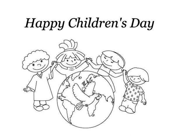 Childrens Day simple drawing pictures: Happy Childrens Day, children all over the world