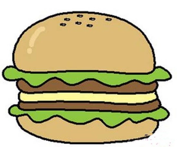 Complete collection of simple drawing pictures of hamburgers for coloring