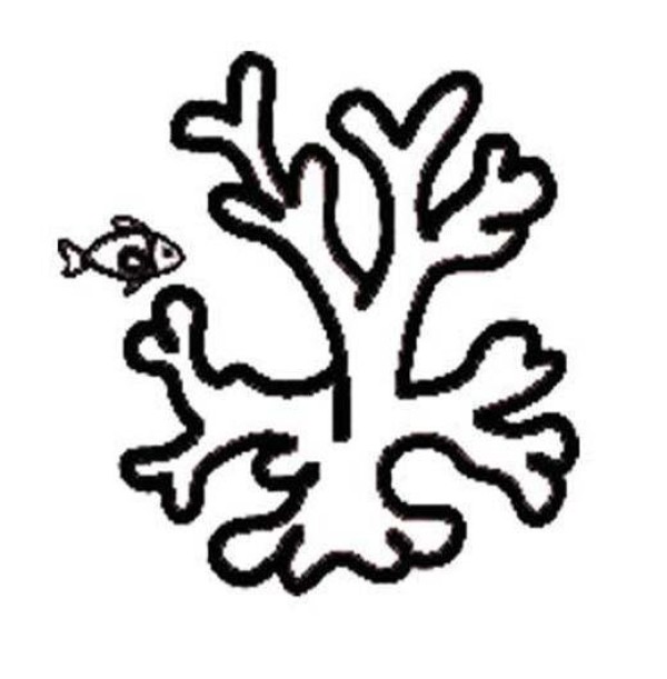 Simple drawing pictures of small fish and corals