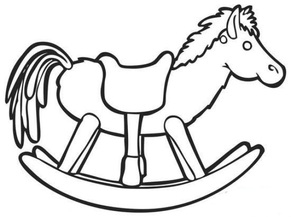 Simple drawing picture of primary school students wooden horse rocking chair