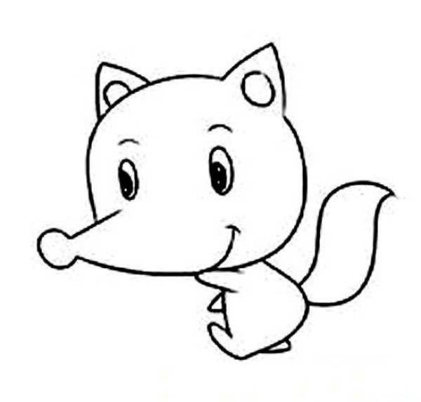 Simple drawing picture of cute little fox for children