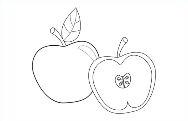 Cut small apple simple drawing picture