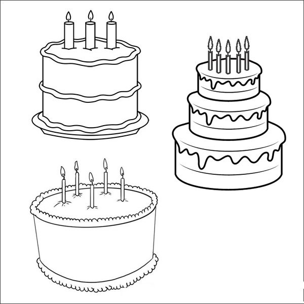 Complete collection of birthday cake simple strokes