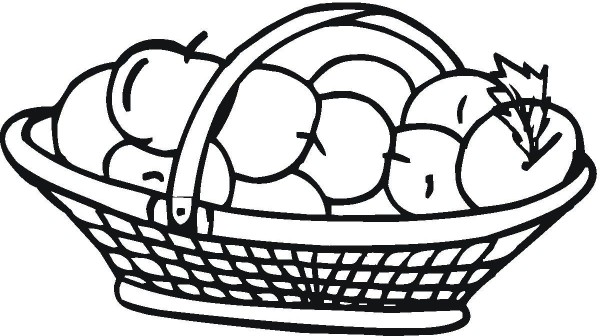 Simple drawing of a basket of apples