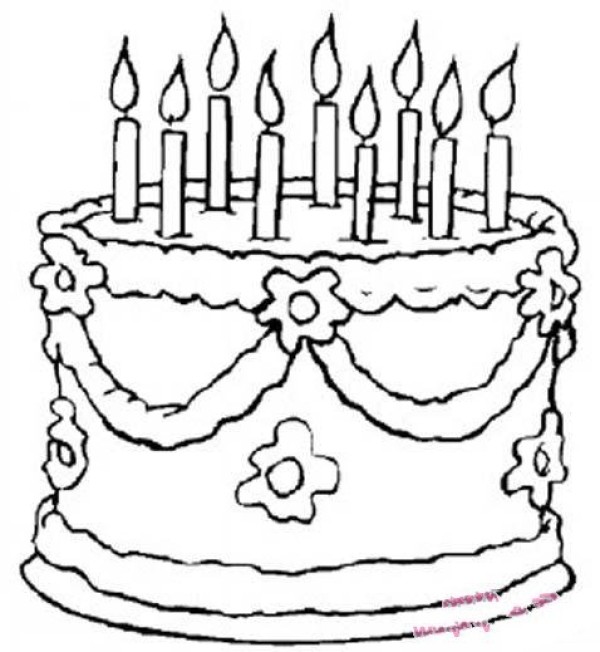 Beautiful Birthday Cake Simple Drawing Picture