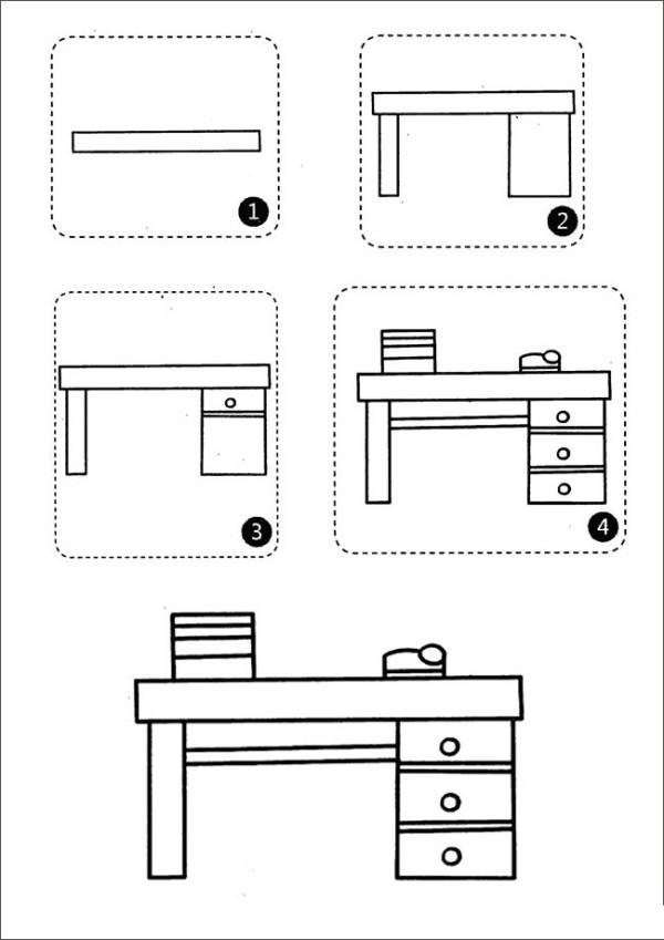 How to draw a simple desk