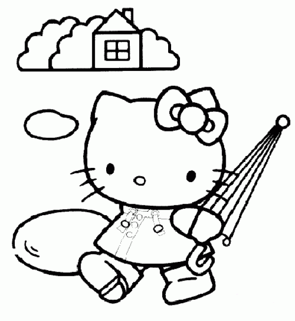 A collection of simple drawings of childrens cartoon characters: Hello Kitty