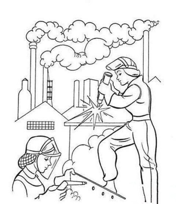 May Day themed simple drawing pictures: lovely workers