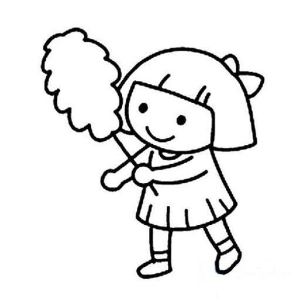 May Day Labor Day character simple drawing material picture: girl dusting and sweeping the house