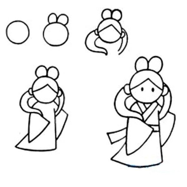 Steps to draw Chang'es simple drawing: How to draw Chang'e