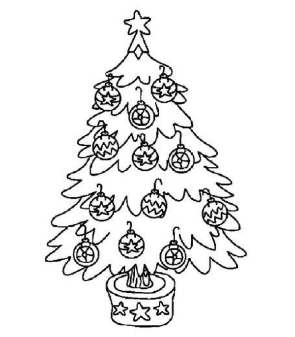 Childrens simple drawing of Christmas tree