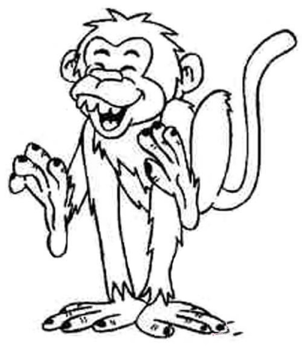 Childrens simple drawing of monkey: Laughing monkey