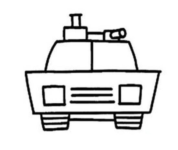 Childrens simple drawing picture of the front of the SWAT armored vehicle