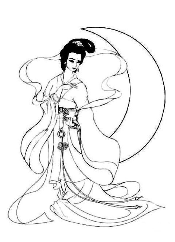 A complete collection of simple drawings of Chang'e characters