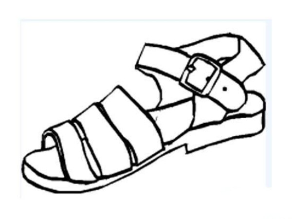 Simple drawing pictures of primary school students' sandals