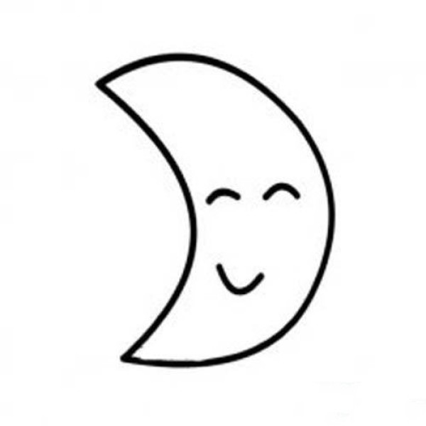 Cute moon smiling face simple drawing picture