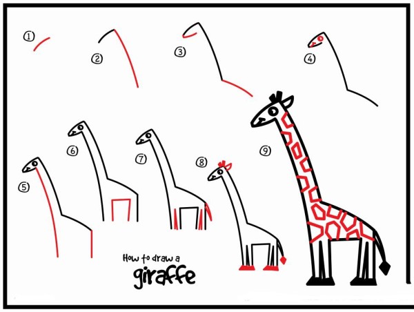 How to draw a giraffe in simple strokes