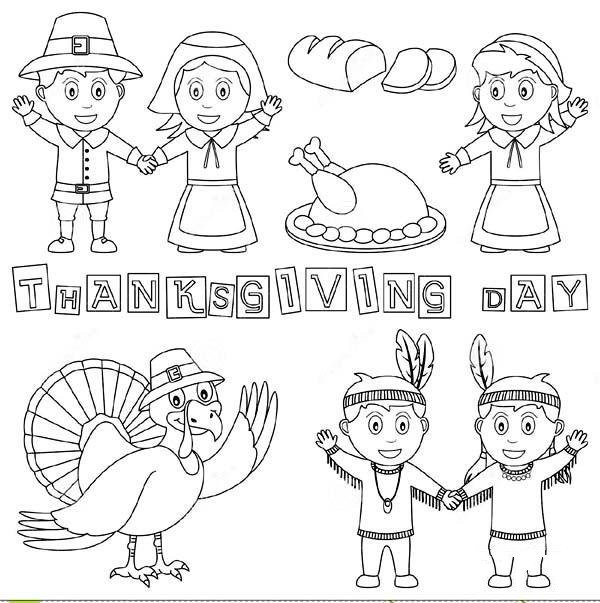 A complete collection of pictures of childrens Thanksgiving simple drawings