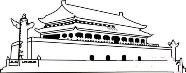 Childrens simple drawing of Beijing Tiananmen Square